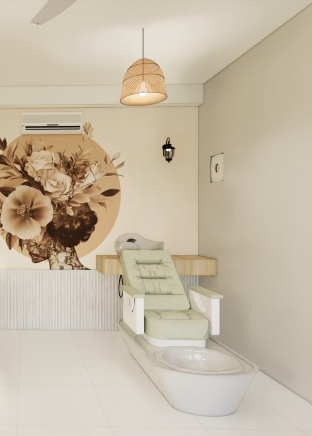 3D render of premium pedicure station design for beauty salon